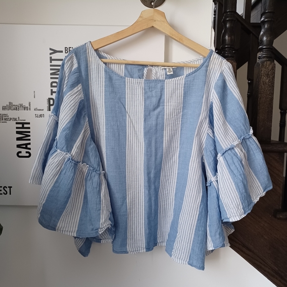 AE Flowy cotton striped boho blouse - Picture 1 of 8